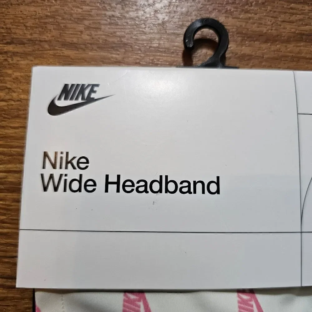 Nike Dri-Fit Wide Headband AOP Logos Off-White Black Pink Gold Unisex Elastic LE